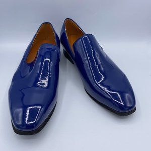 FSJ Blue Patent Leather Almond Toe Flats Low Heels